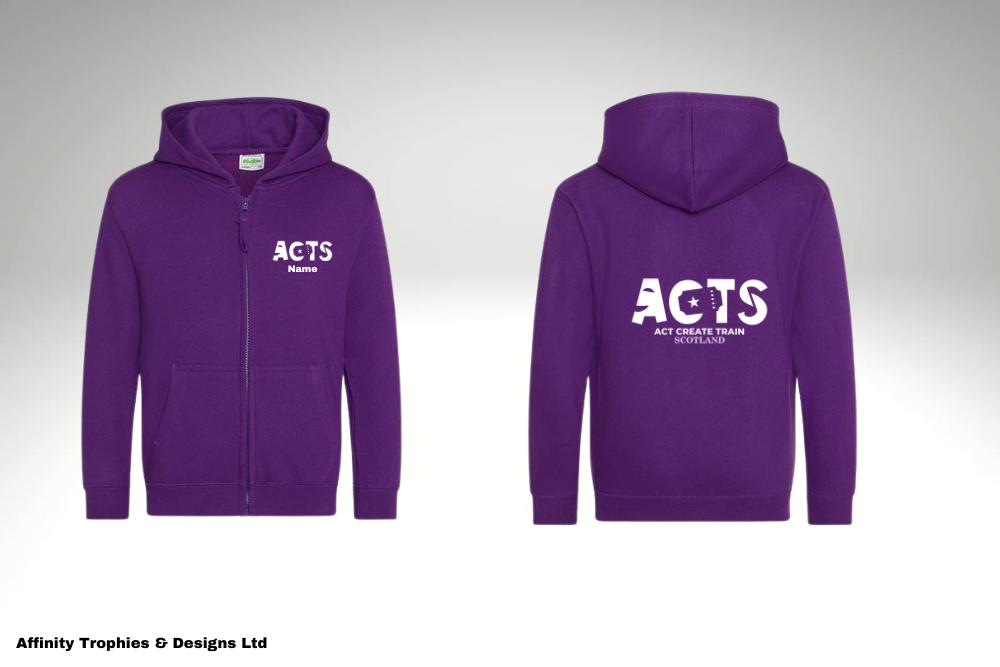 ACTS Purple Zip Hoodie with White Logo