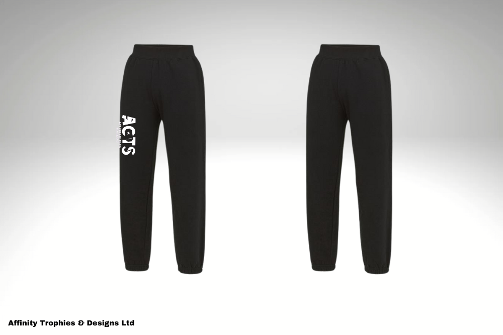 ACTS Black Tracksuit Bottoms with White Logo