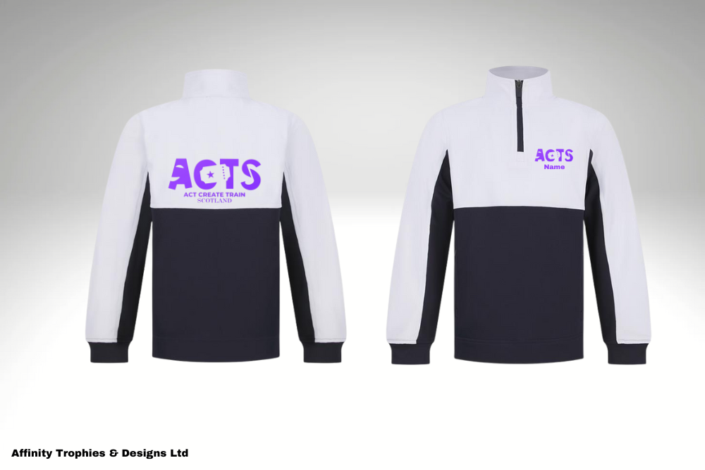 ACTS Black/White 1/4 Zip Jacket with Purple Logo