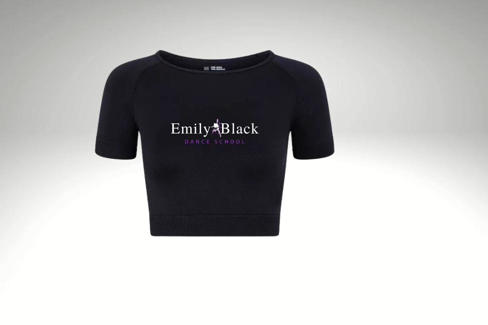 Emily Black Dance School Cap Sleeved Crop Top