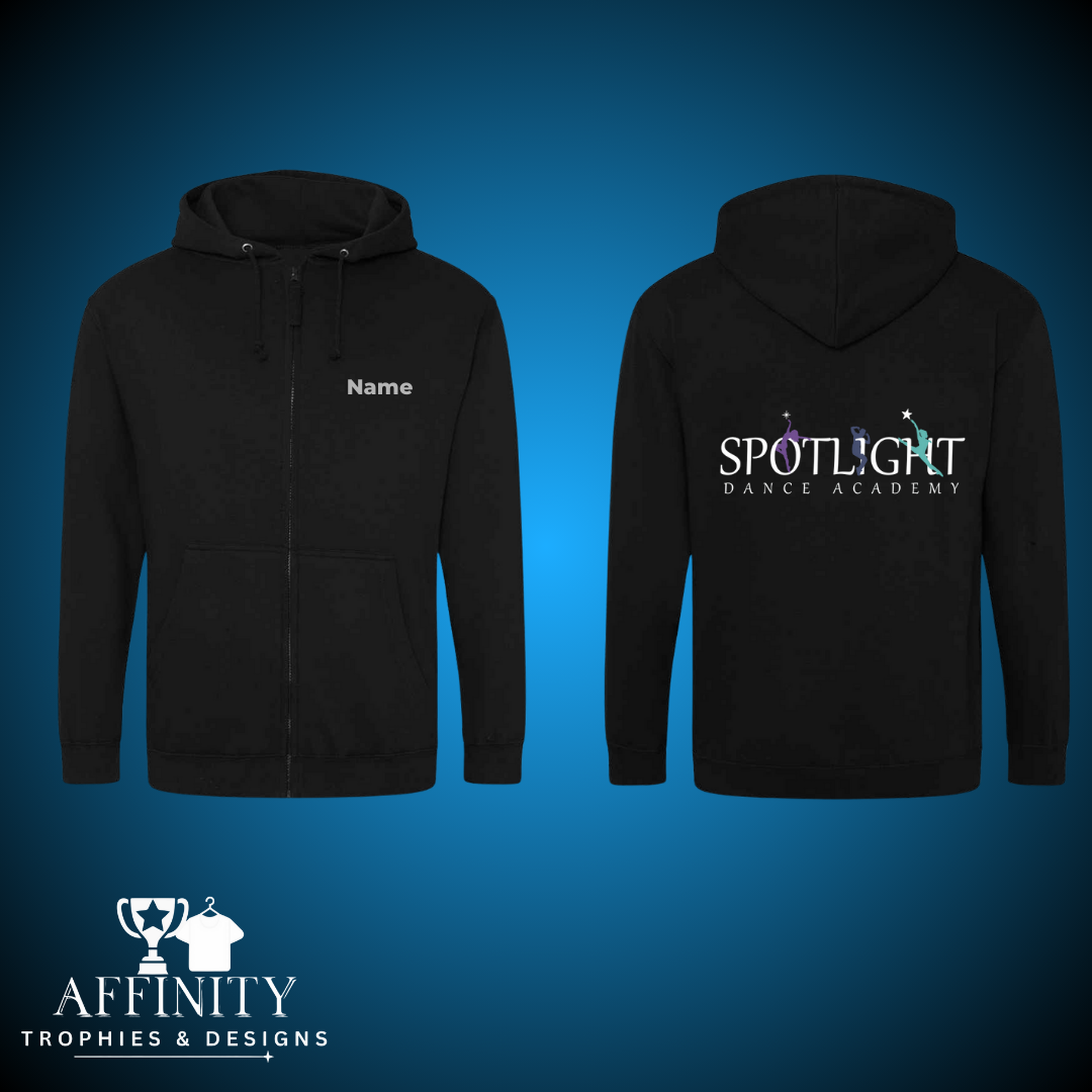 Spotlight Black Zip Up Hoodie with Logo