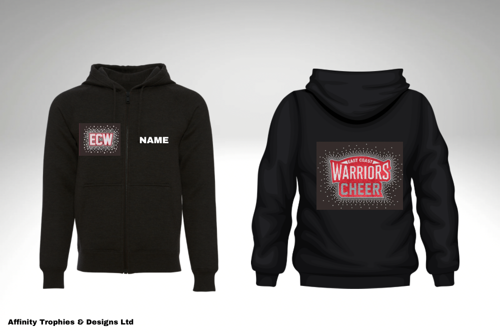 ECW Black Zip Up Rhinestone Hoodie
