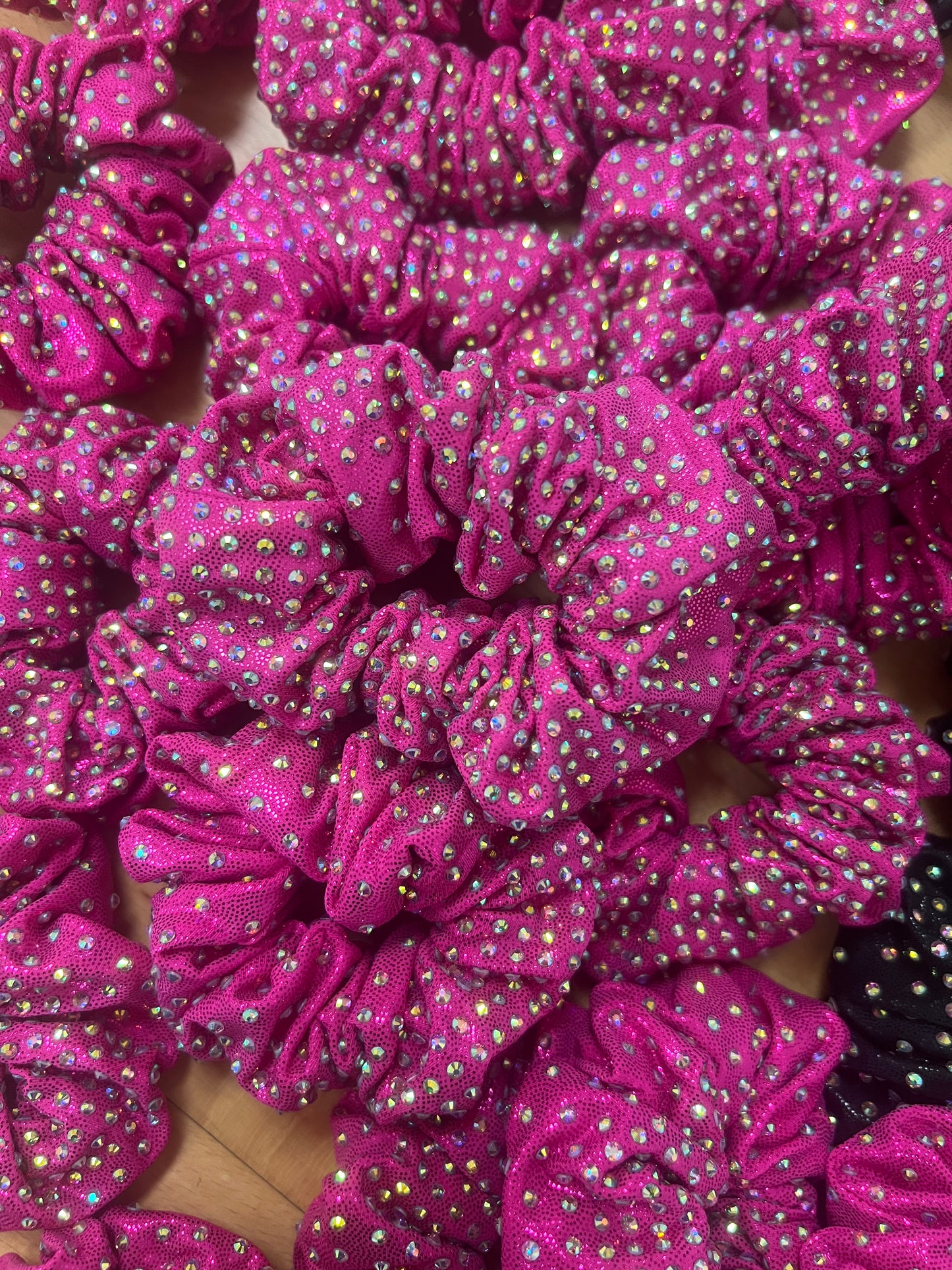 Pink Crystal AB Rhinestone Scrunchie
