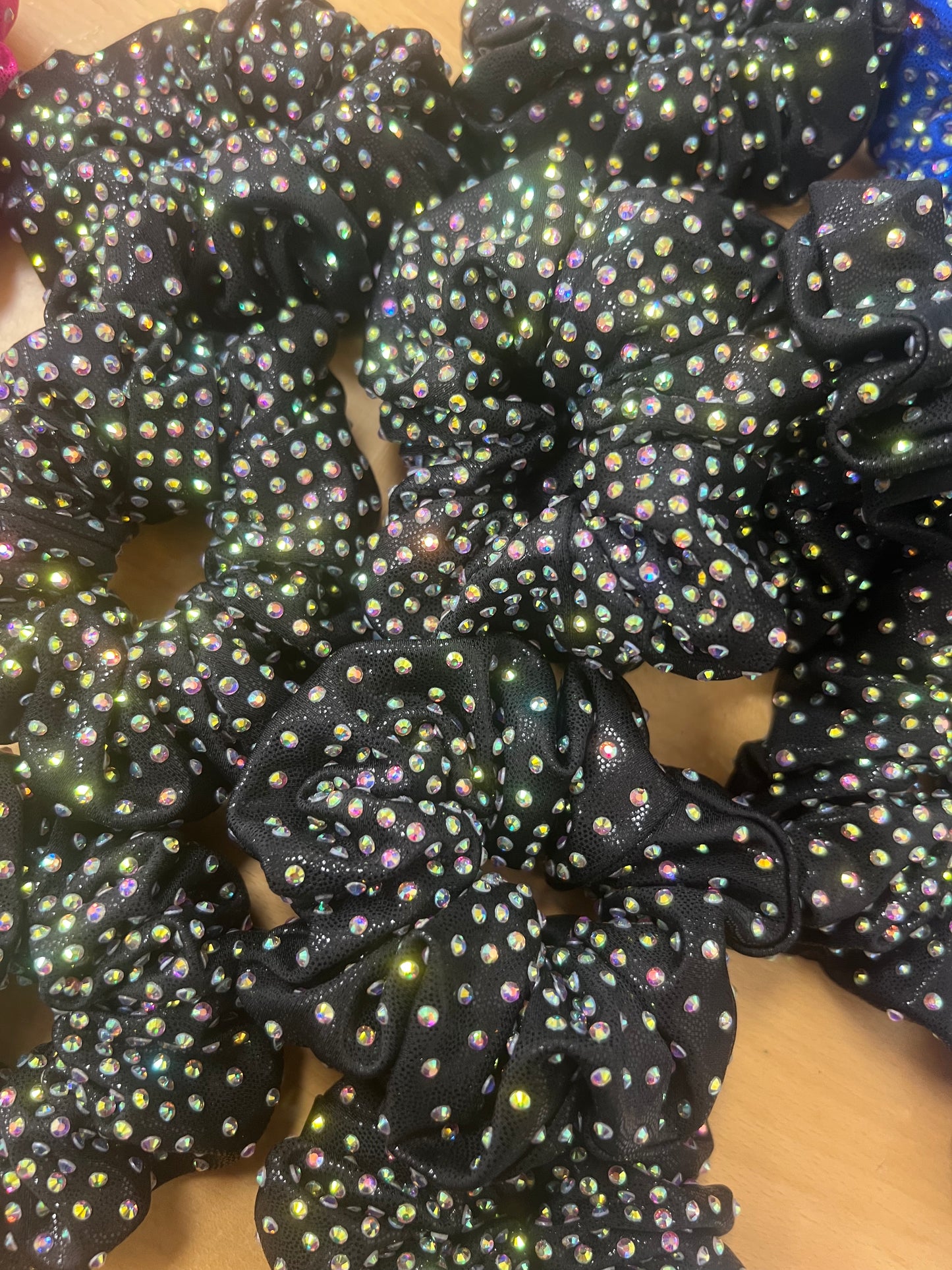 Black Crystal AB Rhinestone Scrunchie