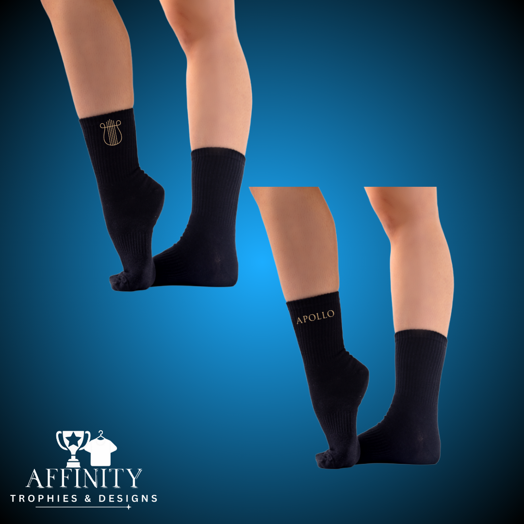 Apollo Arts Elite Embroidered Black Socks