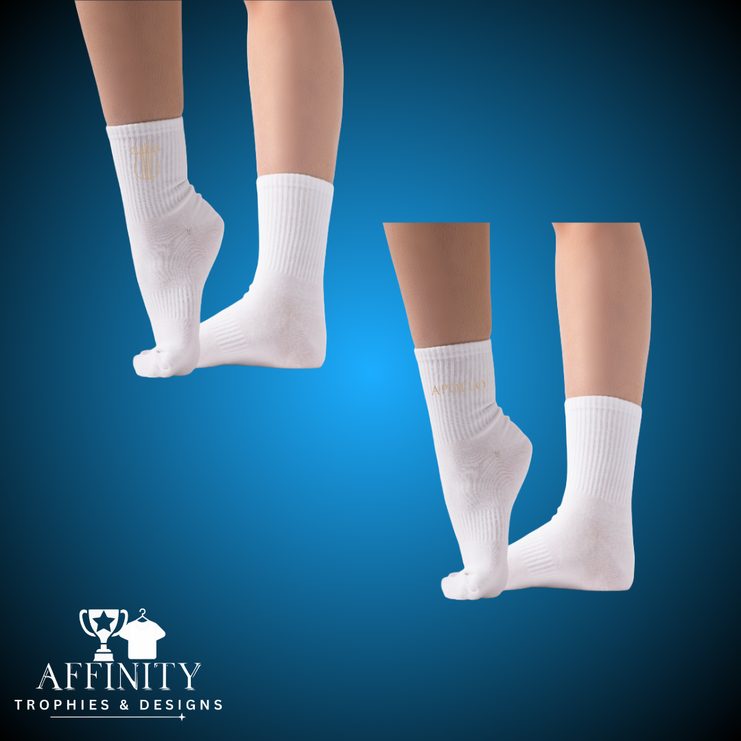 Apollo Arts Elite Embroidered White Socks