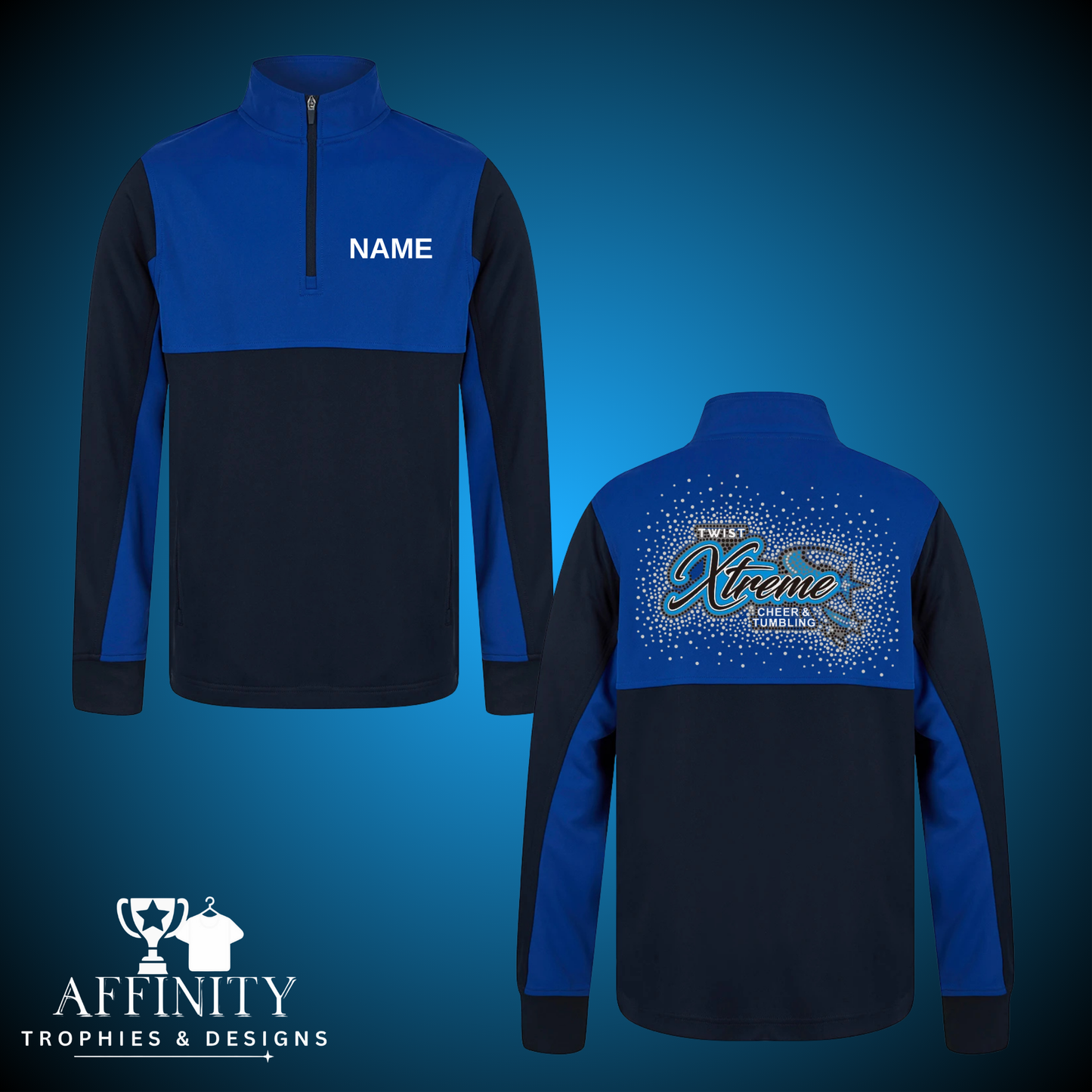 Twist Xtreme Rhinestone Navy/Royal Blue 1/4 Zip Up Jacket