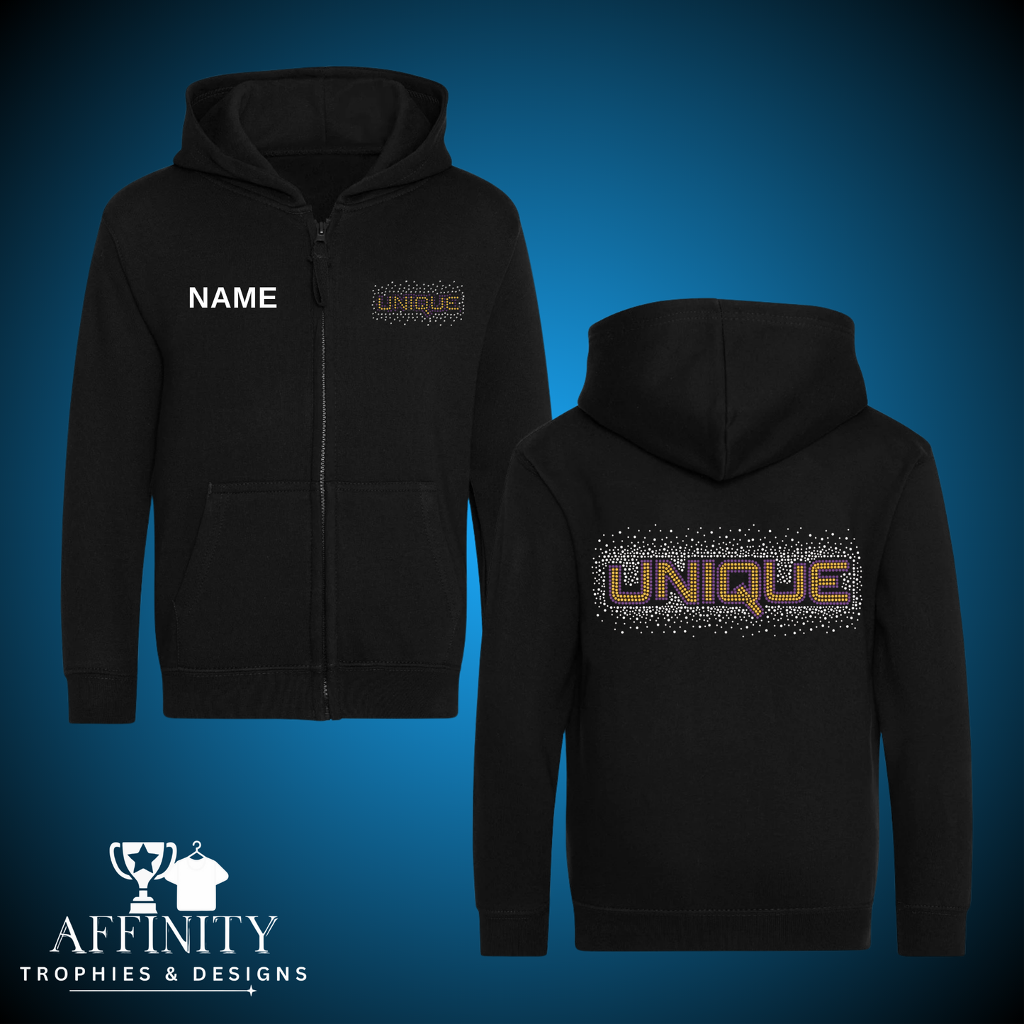 Unique Cheer & Dance Rhinestone Zip Up Hoodie