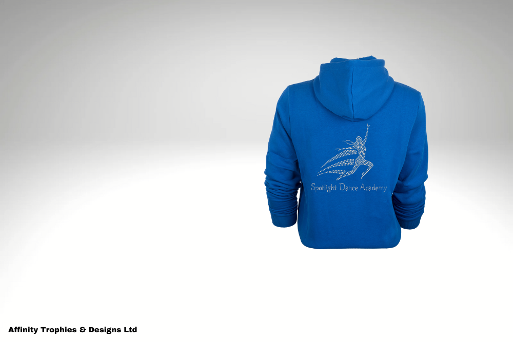 Spotlight Blue Zip Up Hoodie with Rhinestone Logo