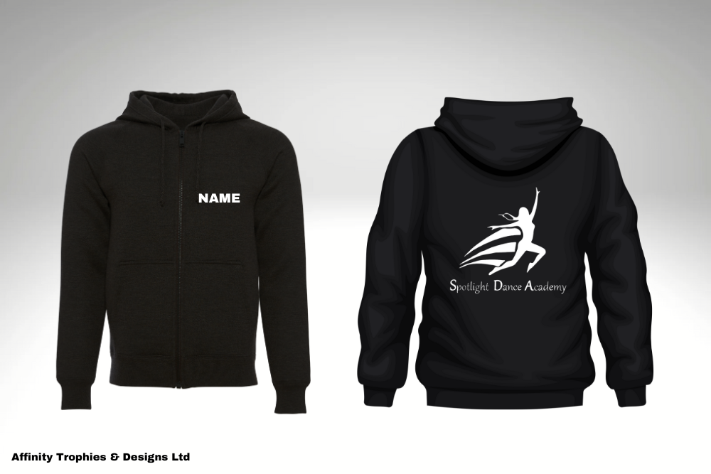 Spotlight Black Zip Up Hoodie with Logo