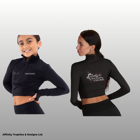 Ashleigh's Dance Academy & Cheer Long Sleeve 1/2 Zip-Up Crop Top