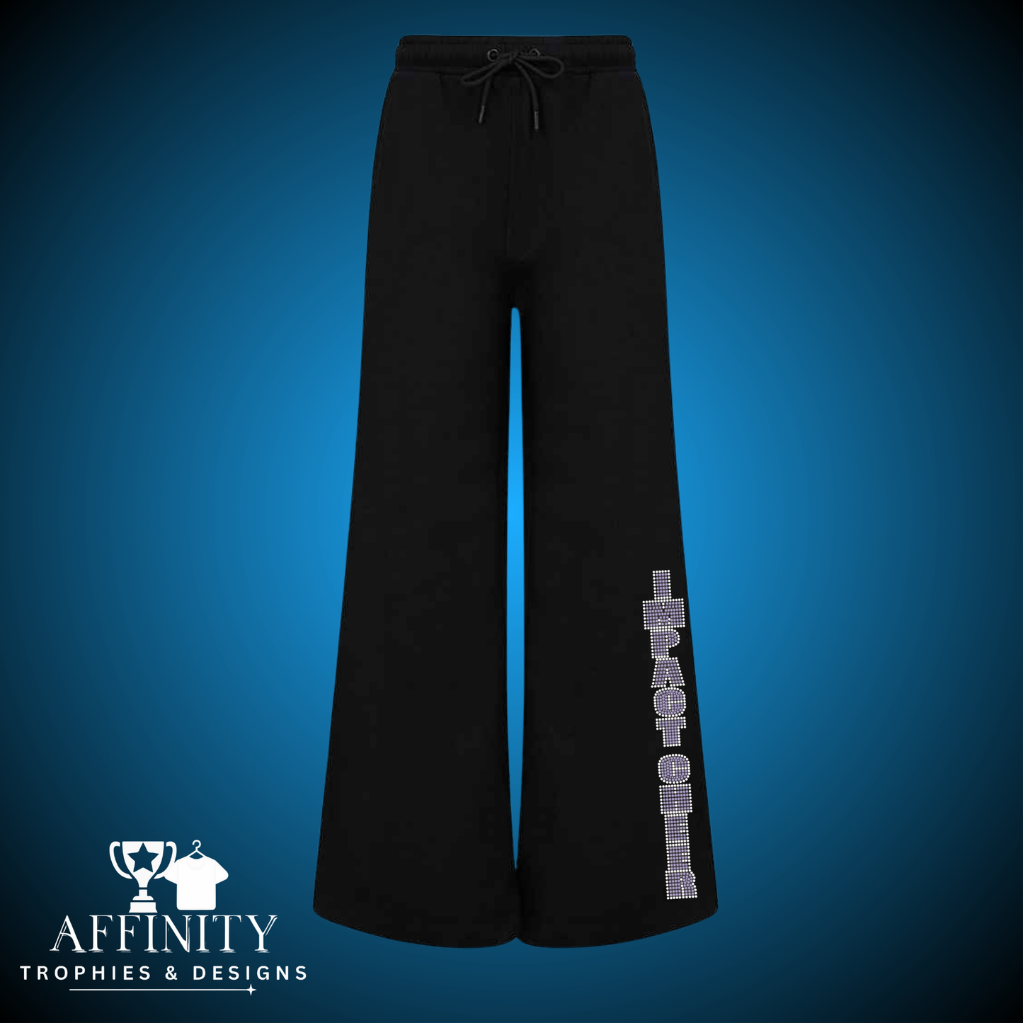 Impact Rhinestone Wide Leg Tracksuit Bottoms