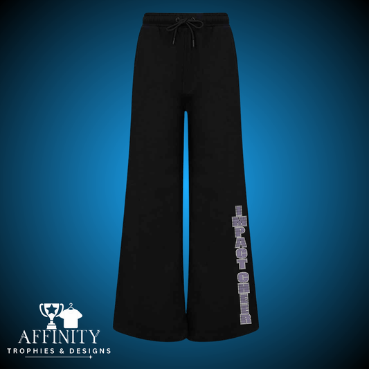 Impact Rhinestone Wide Leg Tracksuit Bottoms