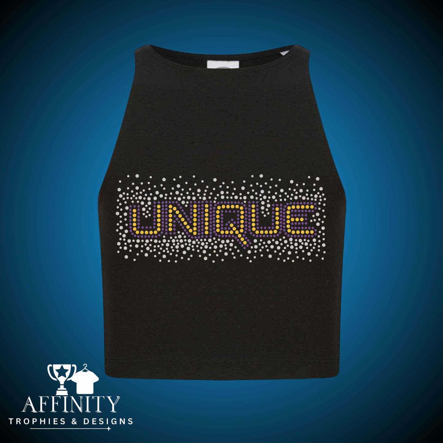 Unique Cheer & Dance Rhinestone Racer Crop Top