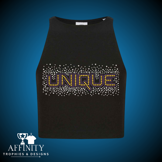 Unique Cheer & Dance Rhinestone Racer Crop Top