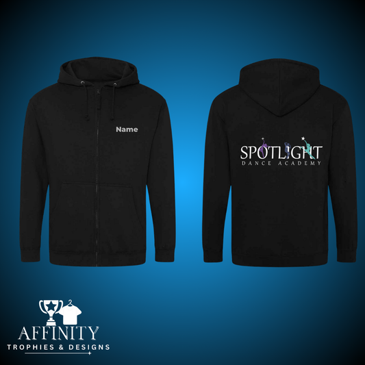 Spotlight Black Zip Up Hoodie with Logo