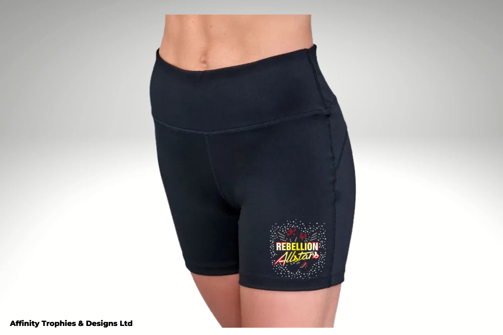 Rebellion Allstars Black Rhinestone High Waisted Shorts