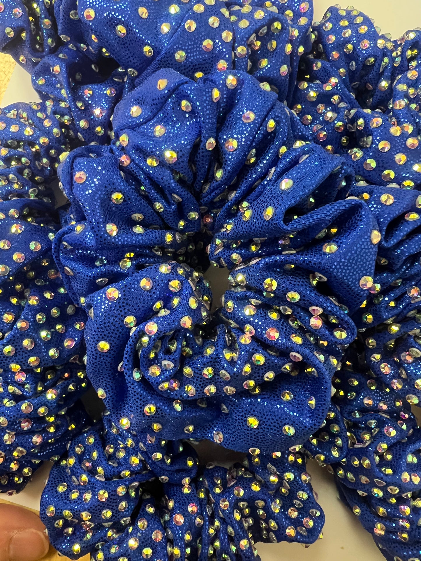 Blue Crystal AB Rhinestone Scrunchie