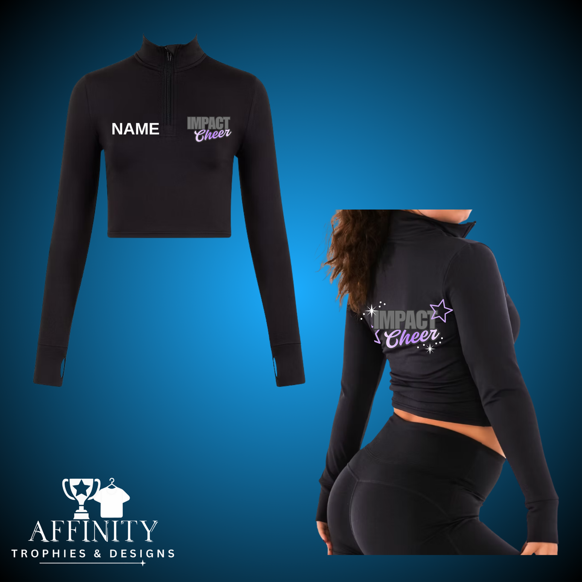 Impact Cheer 1/4 Zip Crop Top