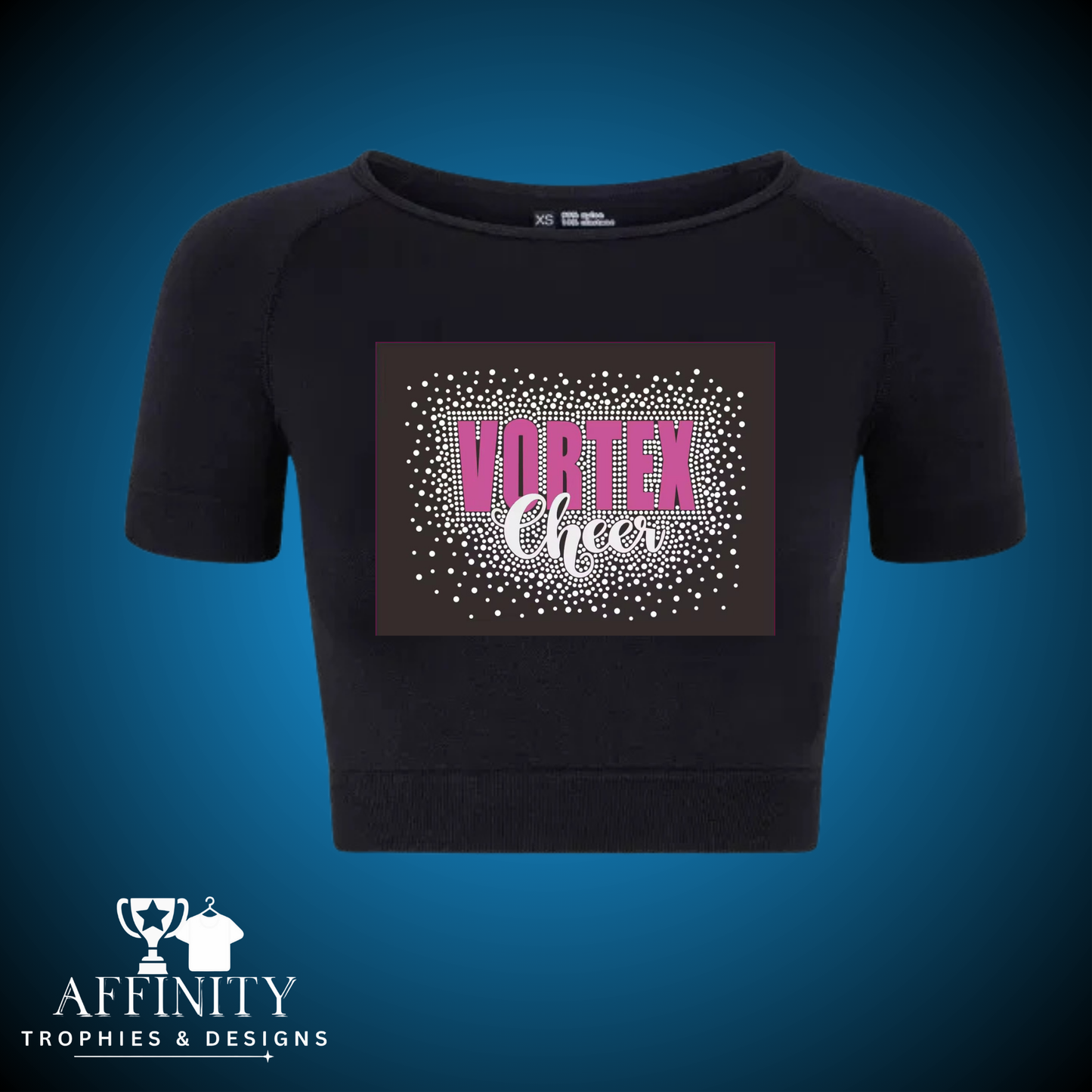 Vortex Cheer Capped Sleeve Crop Top