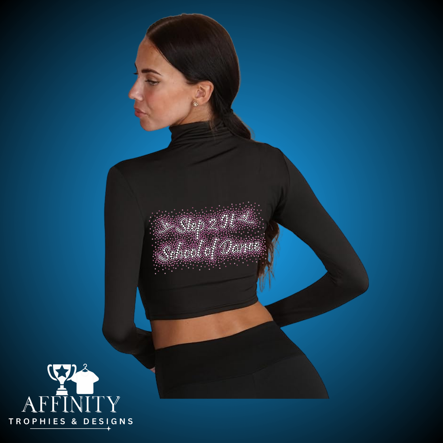 Step2 It Rhinestone 1/2 Zip Crop Long Sleeve