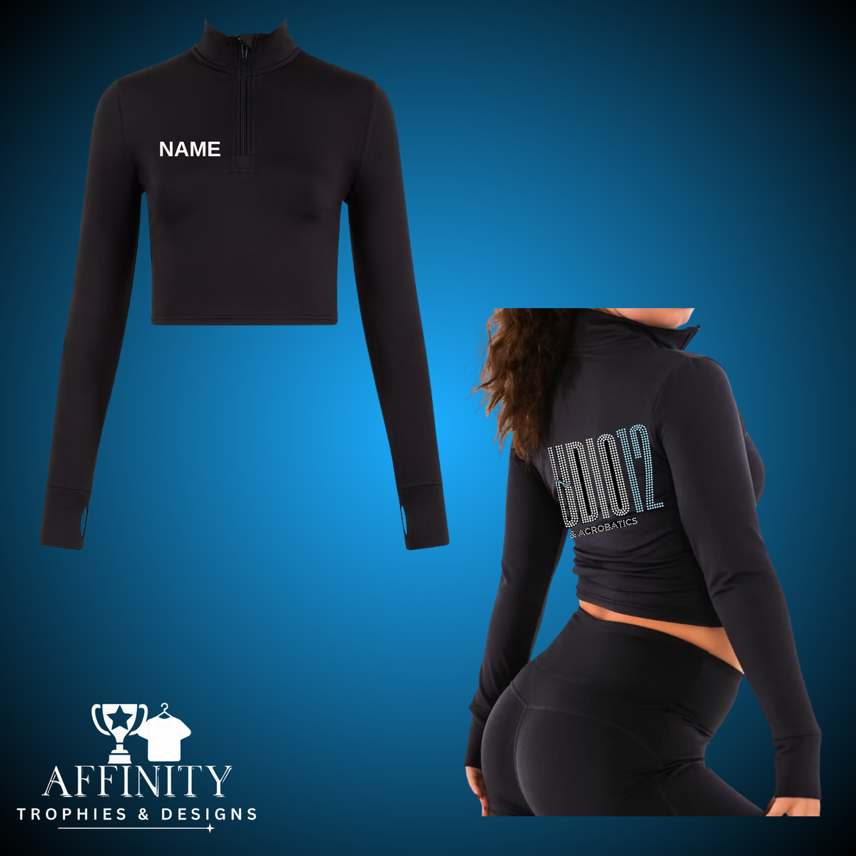 Studio 12 1/4 Zip Crop Long Sleeve