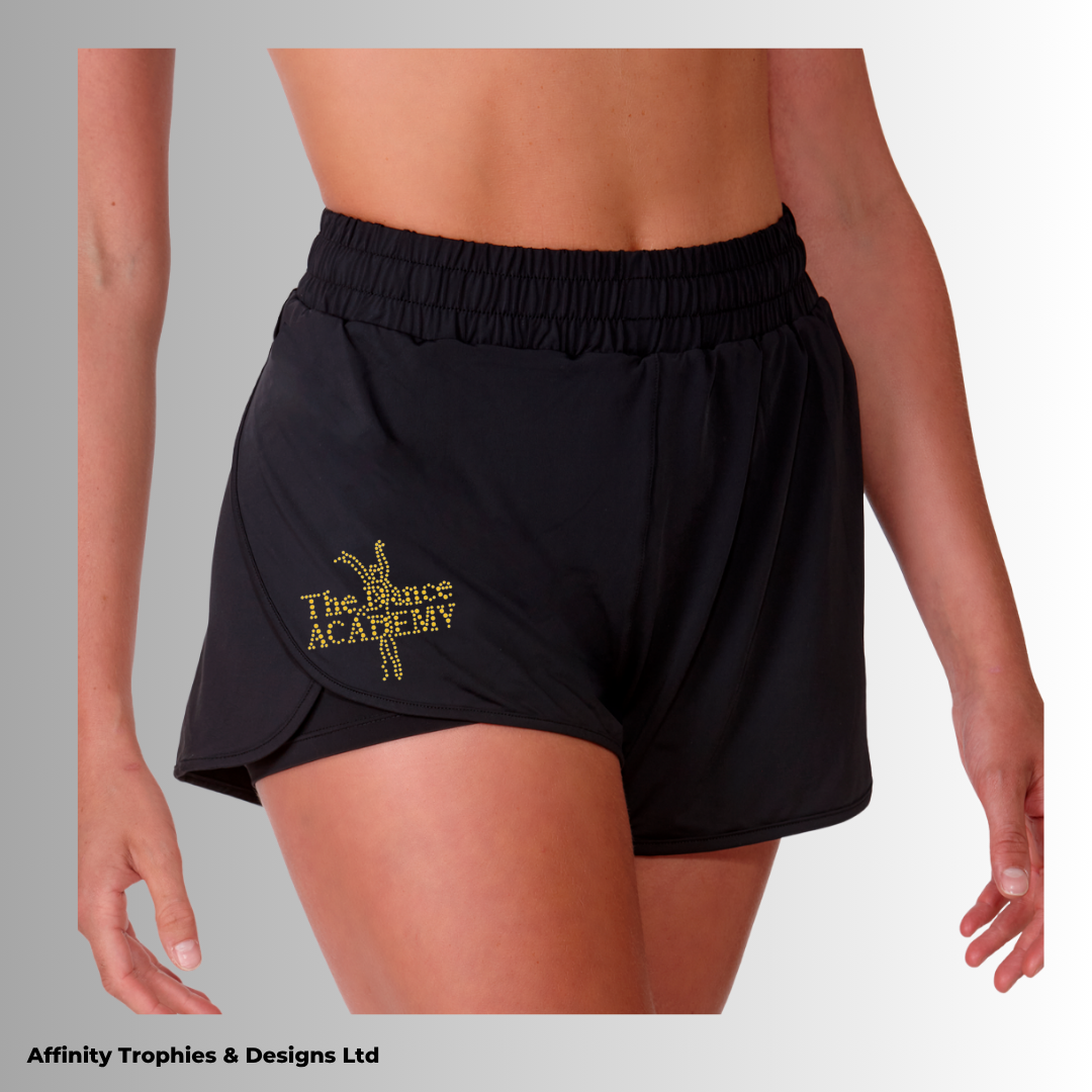 The Dance Academy Rhinestone Double Layer Shorts