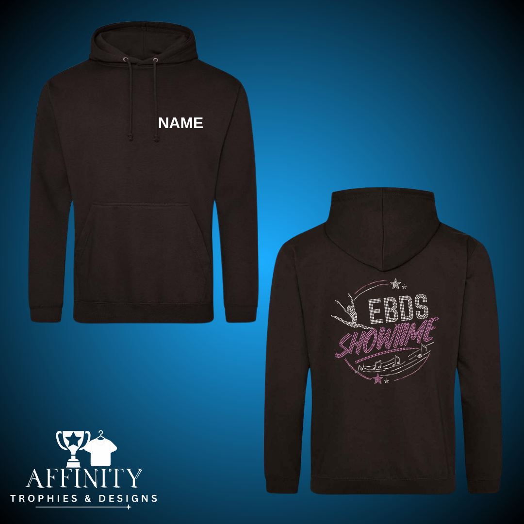 Emily Black Rhinestone Showtime 2026 Zip Hoodie